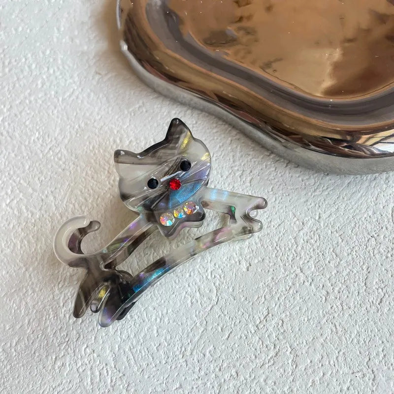 Muweordy Cute Cat Hair Clip Acetate Claw Clip Animal Hair Claw for Women Cartoon Hair Crab Clip Headwear Kawaii Hair Accessories