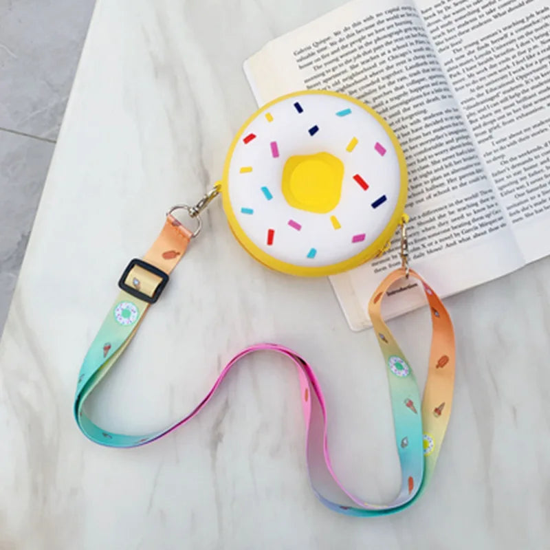 Cute Donut Silicone Coin Purse Pocket Mini Shoulder Bag Girls Daily Storage Bag - Totes and Tangles