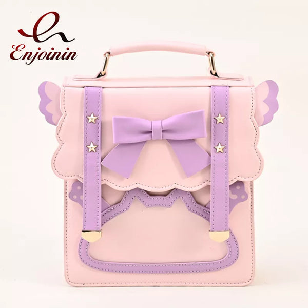 Cute Bow Backpack for Young Girls Kawaii Transparent Jk Uniform School Bag Lolita Cosplay SHoulder Bag WomenPurses and Handbgs - Totes and Tangles