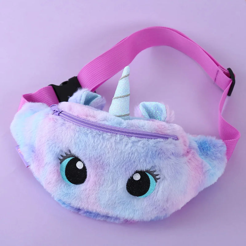 Children's Fanny Pack Cute Unicorn  Plush Toys Belt Gradient Color Chest Bag Cartoon Coin Purse Travel Chest Bag Girls Waist Bag - Totes and Tangles