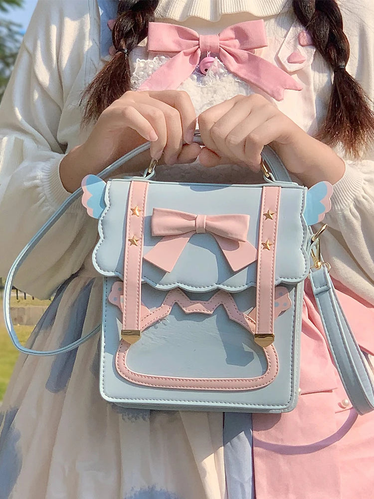 Cute Bow Backpack for Young Girls Kawaii Transparent Jk Uniform School Bag Lolita Cosplay SHoulder Bag WomenPurses and Handbgs - Totes and Tangles