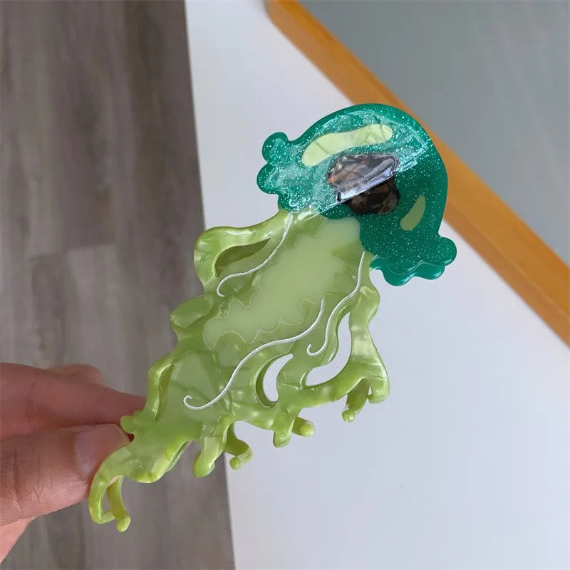 New Marine Life Hair Claw Acetate Labge Colorful Jellyfish Hair Clip Shark Clip for Woman Girl Summer Beach Hair Accessories
