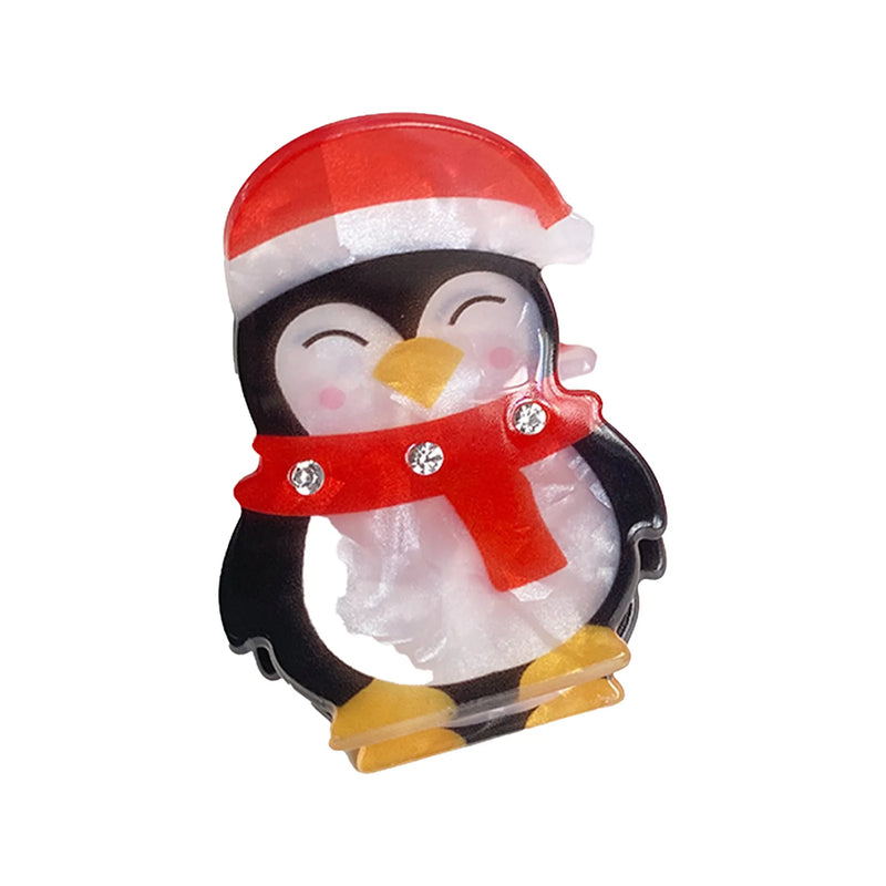 Santa and Penguin Christmas Hair Claw - Clip