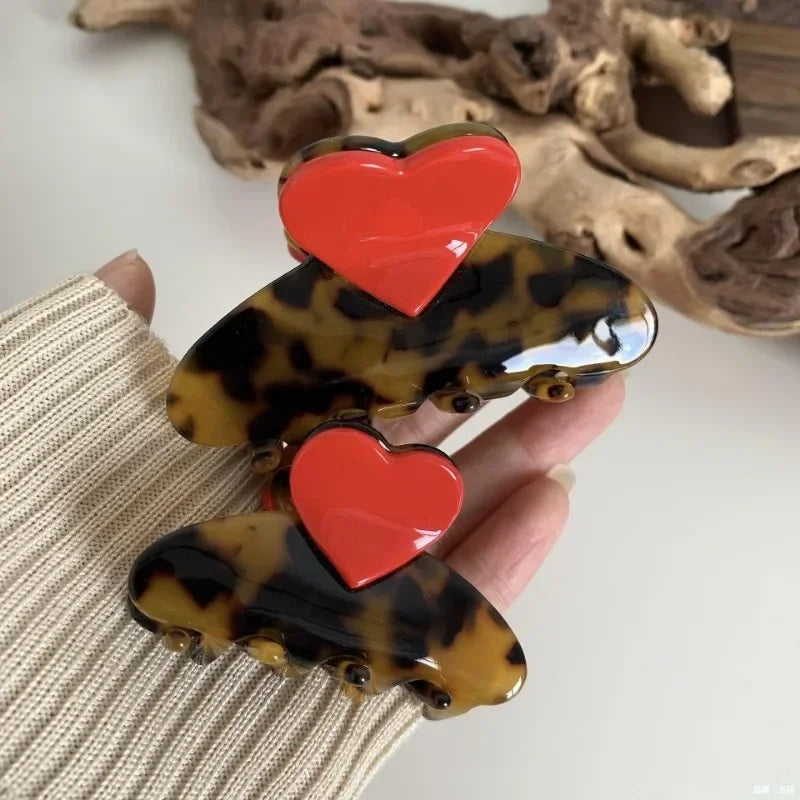 Tortoise Shell Heart Hair Claw - Claw