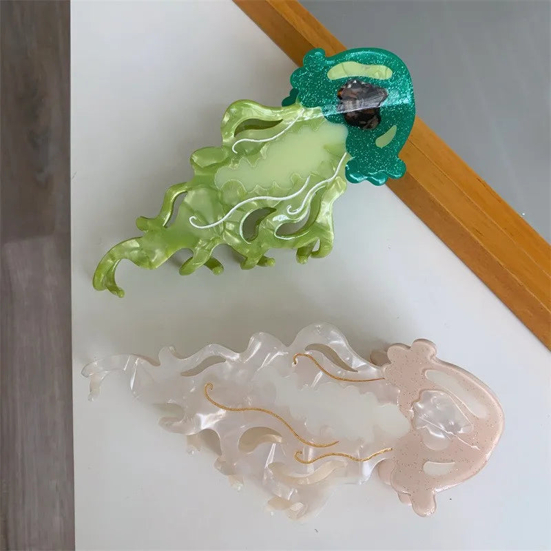 New Marine Life Hair Claw Acetate Labge Colorful Jellyfish Hair Clip Shark Clip for Woman Girl Summer Beach Hair Accessories