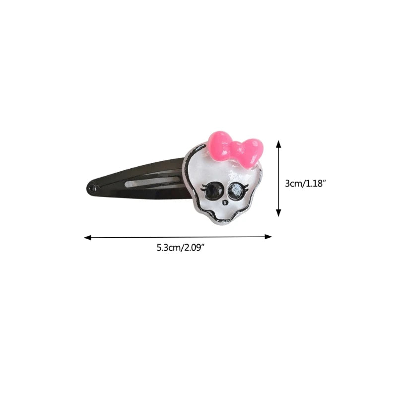 Halloween Skull Hair Clips Cute Skull Bone Pink Bowknot Decorations Punk Rock Hairpins for Women Girls Hair Accessories