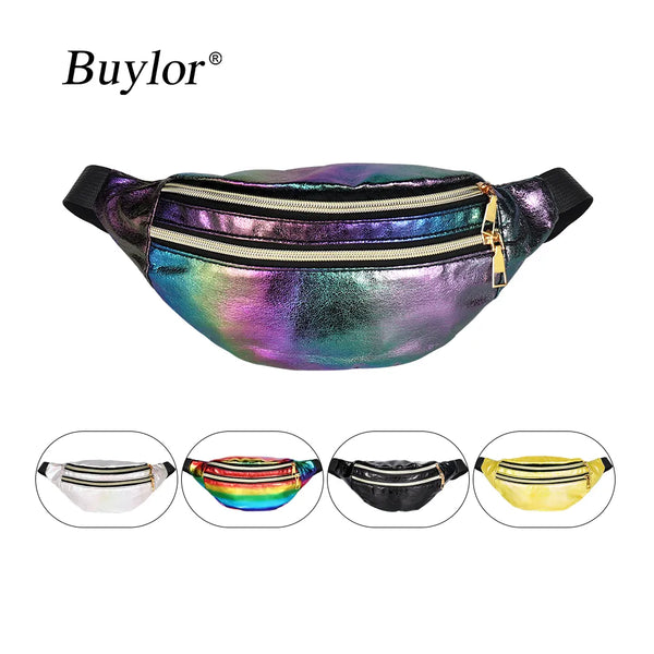 Buylor Waist Bag Women Fanny Pack Laser Shoulder Belt Bag Holographic Designer Cute Waist Packs Party Travel Phone Pouch Bags - Totes and Tangles