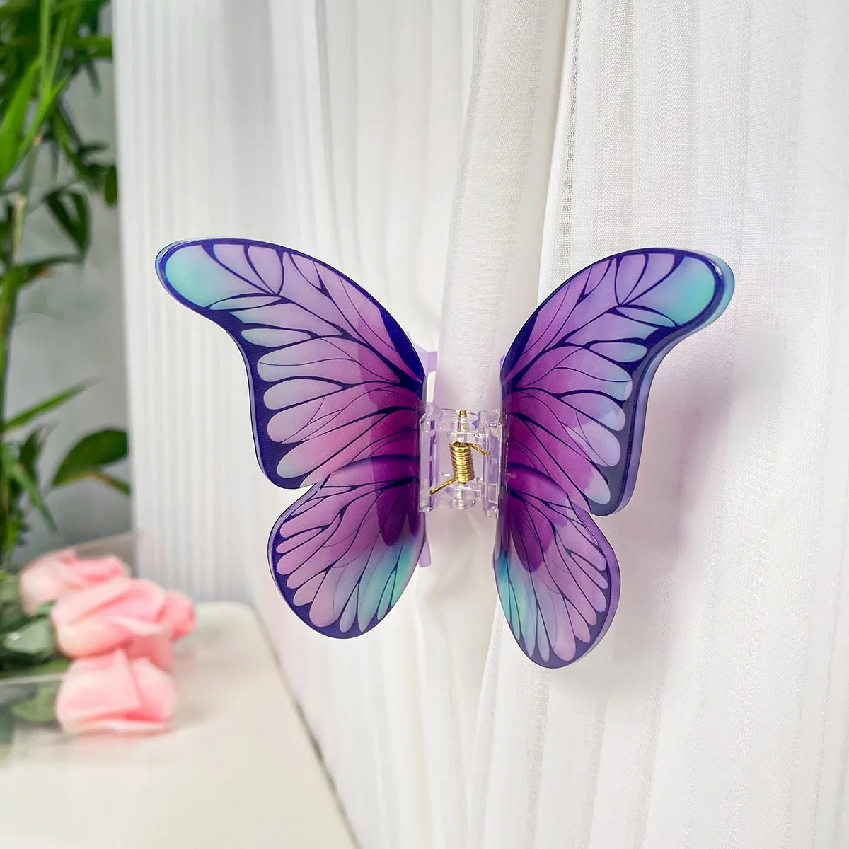 Muweordy Simulation Butterfly Hair Claw Acrylic Claw Clip Temperament Grab Hair Clip for Girls Ins Shark Clip Hair Accessories