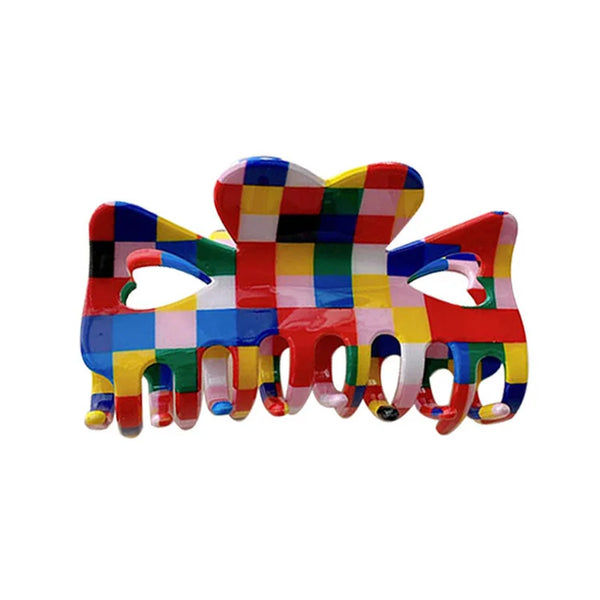 Colorful Checkered Hair Claw - Clip