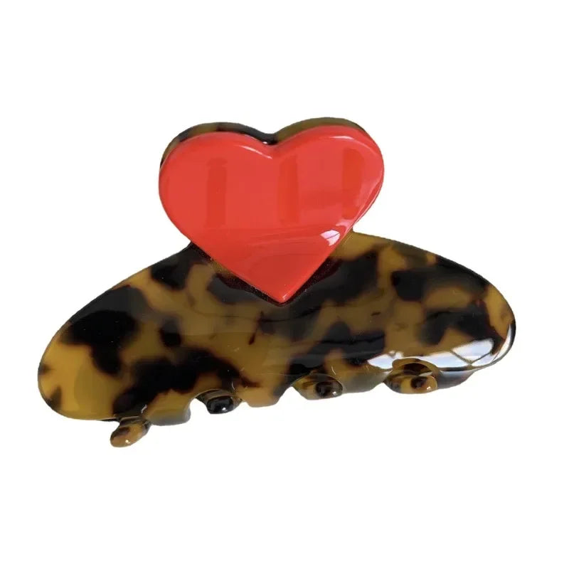 Tortoise Shell Heart Hair Claw - Claw