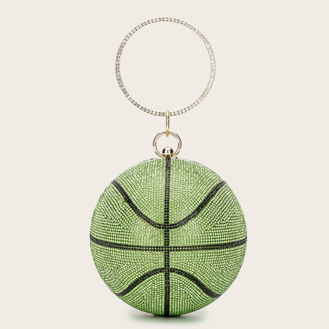 New Rhinestone Crystal Basket Ball Purses Stone Big Capacity Shiny Glitter Bling Diamond Purse Basketball Bag for Ladies Women