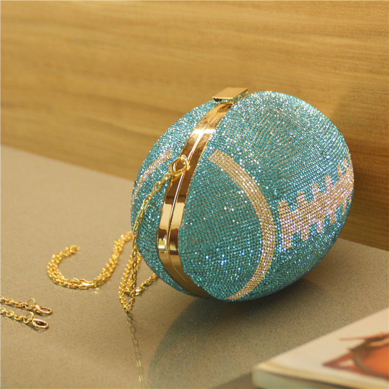 Janhe Cartera Bolsa Sac Pochette Glitter Female Bling Party Basketball Purse Bags Shoulder HandBag Rhinestone Football Purse - Totes and Tangles