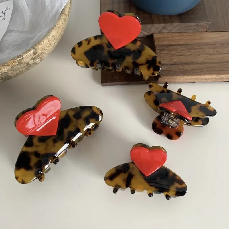 Tortoise Shell Heart Hair Claw - Claw