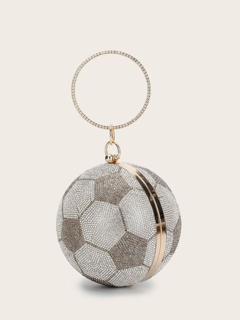 New Rhinestone Crystal Basket Ball Purses Stone Big Capacity Shiny Glitter Bling Diamond Purse Basketball Bag for Ladies Women