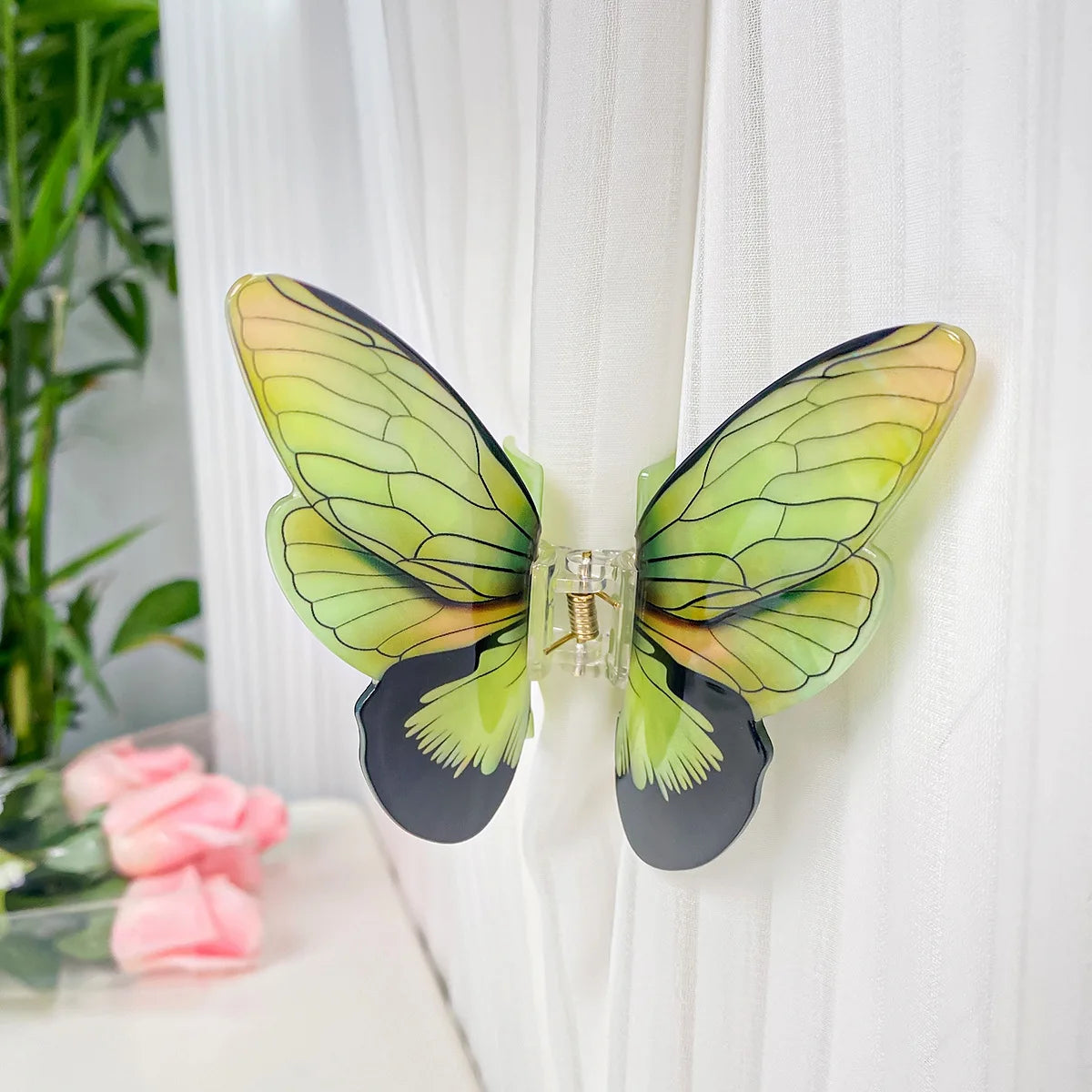 Muweordy Simulation Butterfly Hair Claw Acrylic Claw Clip Temperament Grab Hair Clip for Girls Ins Shark Clip Hair Accessories