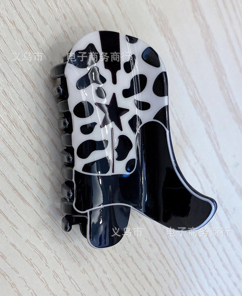 Dropshipping Low Moq 2022 Hot Selling Acrylic Western Cowboy Hat Hair Claw Clip Cowgirl Boot Cowboys Hair Claws
