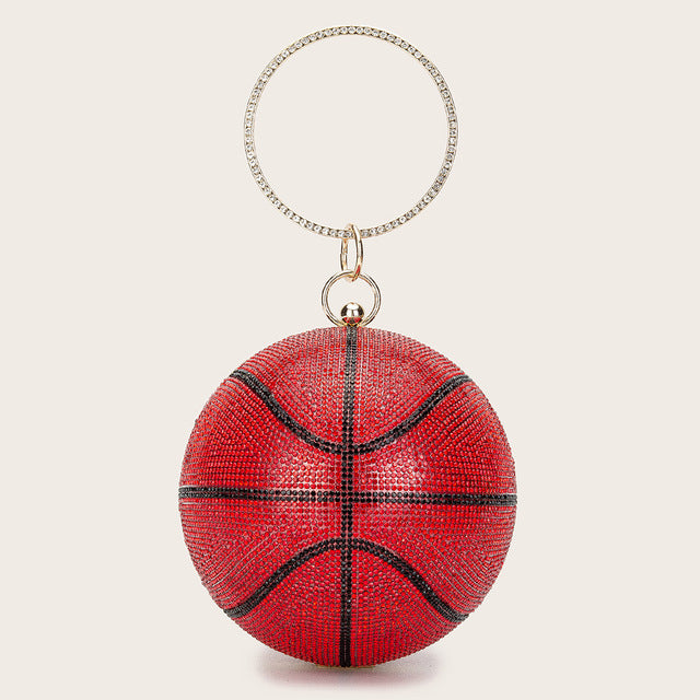 New Rhinestone Crystal Basket Ball Purses Stone Big Capacity Shiny Glitter Bling Diamond Purse Basketball Bag for Ladies Women