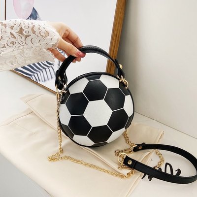 Hot Selling Custom Logo Bag Round Shape Basket Ball Wholesale Cute Bags Handbag Basketball Leather Purse