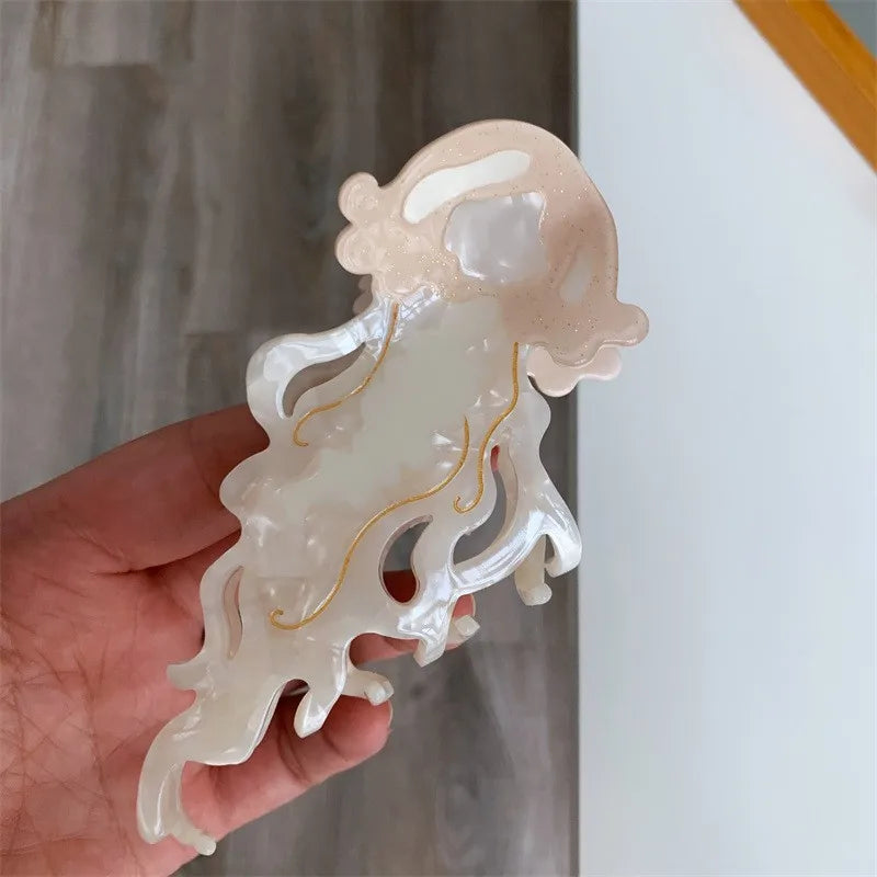New Marine Life Hair Claw Acetate Labge Colorful Jellyfish Hair Clip Shark Clip for Woman Girl Summer Beach Hair Accessories