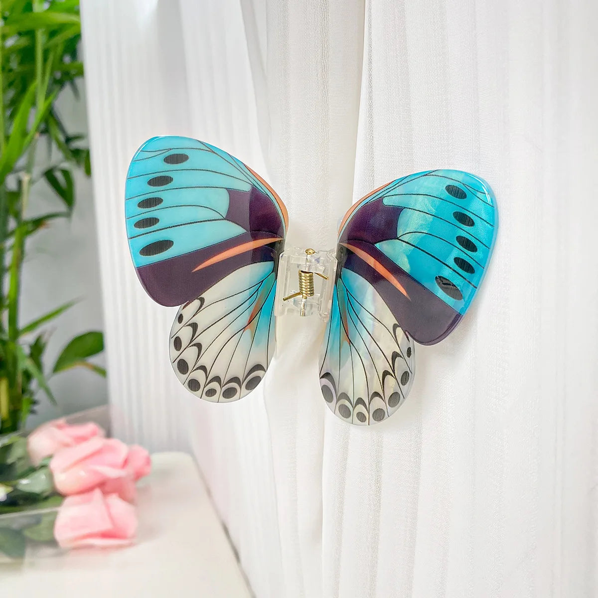 Muweordy Simulation Butterfly Hair Claw Acrylic Claw Clip Temperament Grab Hair Clip for Girls Ins Shark Clip Hair Accessories